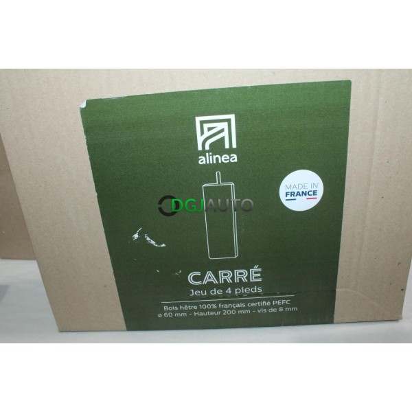 Jeu 4 pieds de sommier lit fabriqué en France Alinea 26127088* 20cm bois hêtre 100% francais 60mm vis 8mm teinte metallisé