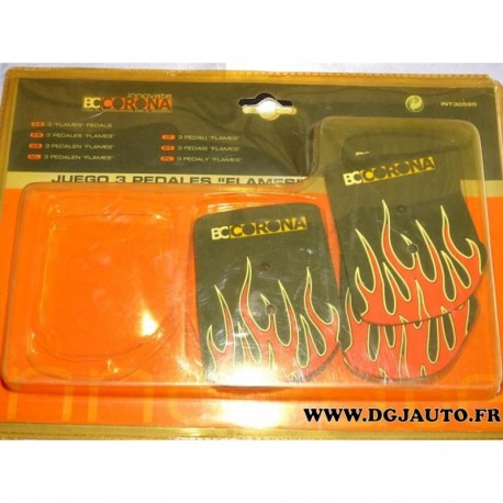 Kit 3 couvres pedales flames INT30595 adaptable universel