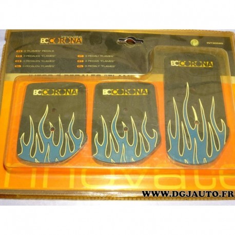 Kit 3 couvres pedales flames bleues INT30589 adaptable universel