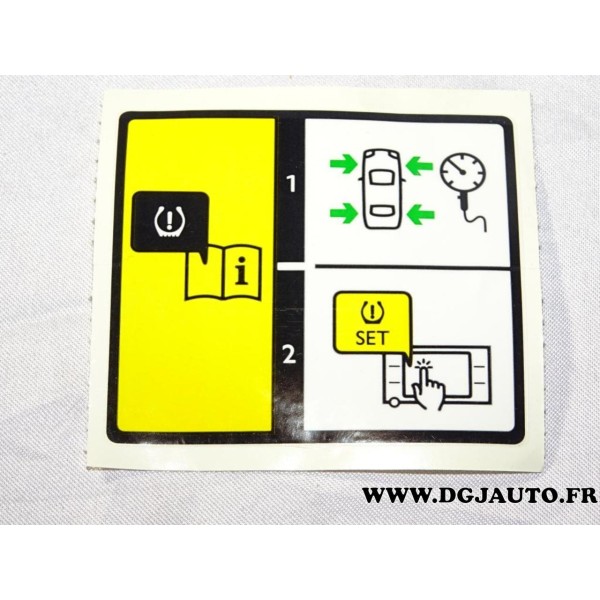Etiquette vignette preconisation detection sous gonflage pneu 9807268180 pour citroen C3 dont picasso C4 cactus C-elysée DS3 peu