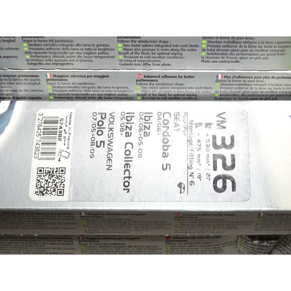 Paire balais essuie glace 530mm + 475mm souple silencio xtrm valeo VM326 574472 pour seat cordoba 5 ibiza volkswagen polo 5