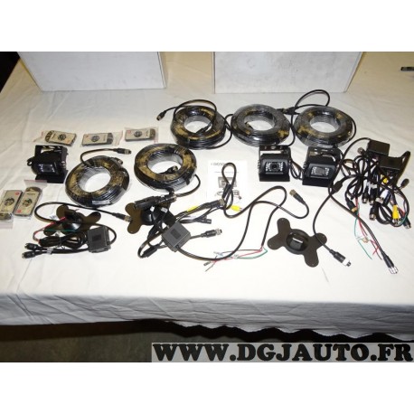 Lot 3 cameras de recul + 5 rallonges cable + 3 supports + 5 telecommandes + 4 modules connections marque Genois adaptable (conte