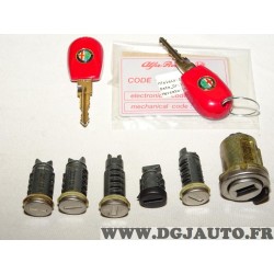 Kit barillets de serrure avec 2 clés origine rouge 156017371 pour alfa romeo 156 de 1997 à 2002
