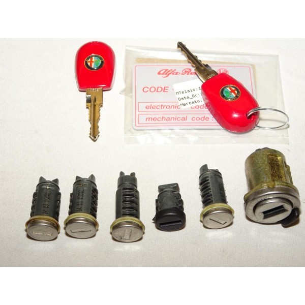 Kit barillets de serrure avec 2 clés origine rouge 156017371 pour alfa romeo 156 de 1997 à 2002