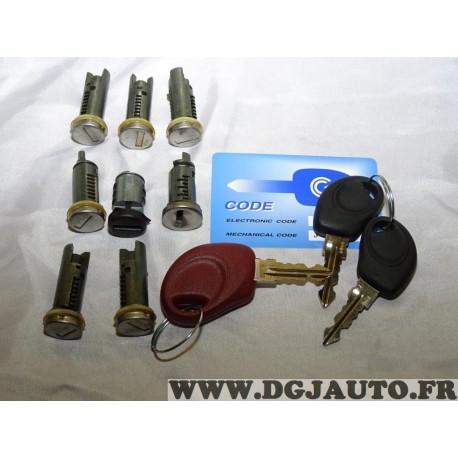 Kit barillets de serrure avec 3 clés 1304889614 pour fiat ducato de 1994 à 2002