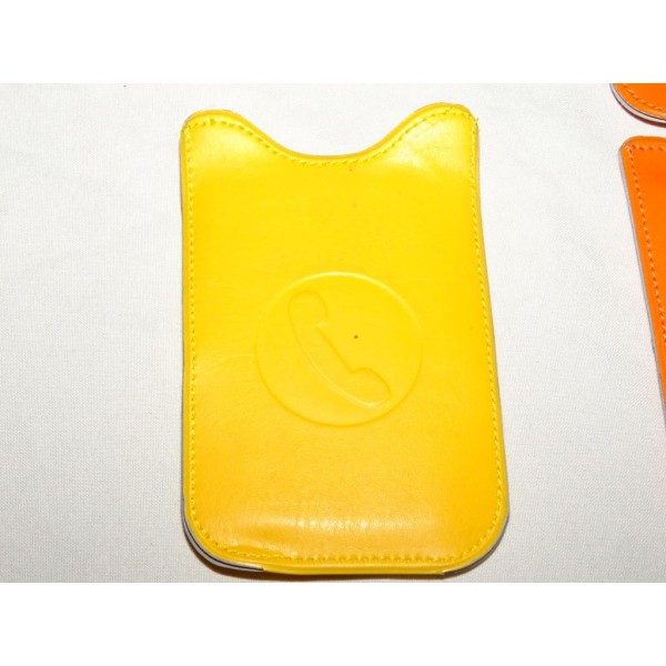 Etui pochette logo jaune protection telephone portable mobile GSM Auxence 