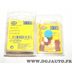 1 Blister 4 mini fusibles 7.5A Hella D136 8JS728596-891 pour renault peugeot citroen volkswagen audi skoda seat fiat lancia alfa