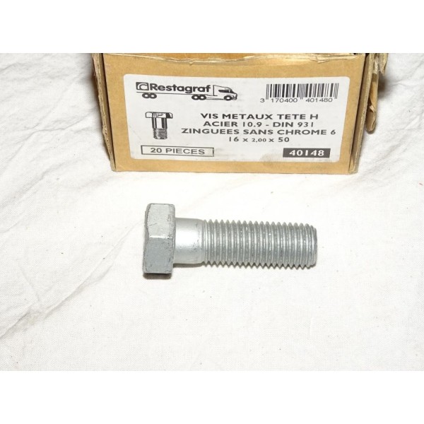 1 Vis à metaux tete H CL10.9 ZN M16-2.00x50 DIN931 restagraf 40148 