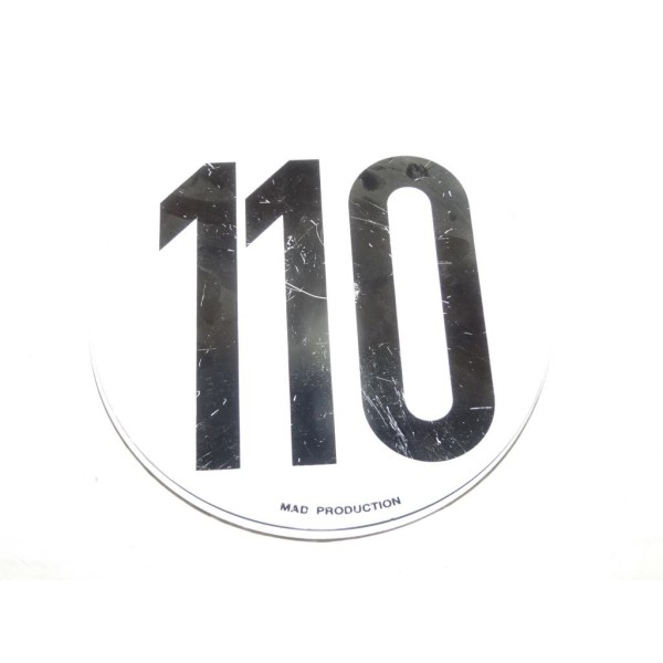 Plaque metal ronde information limitation vitesse 110 110KM/H MAD tracteur poids lourd engin agricole bus (comme sur photo) 
