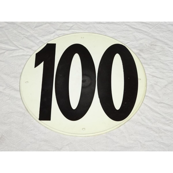 Plaque plastique PVC percée ronde information limitation vitesse 100 100KM/H FSER tracteur poids lourd engin agricole bus 