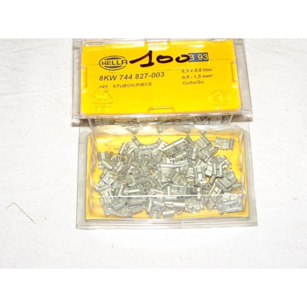 1 Boite de 100 cosses plates connecteur electrique branchement faisceau cable 0.5-1.5mm² universel B93 8KW744827-003 pour véhicu