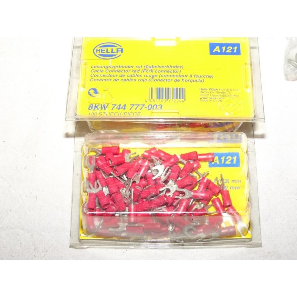 1 Boite de 100 cosses fourche connecteur electrique branchement faisceau cable 0.5-1mm² universel A121 8KW744777-003 pour véhicu