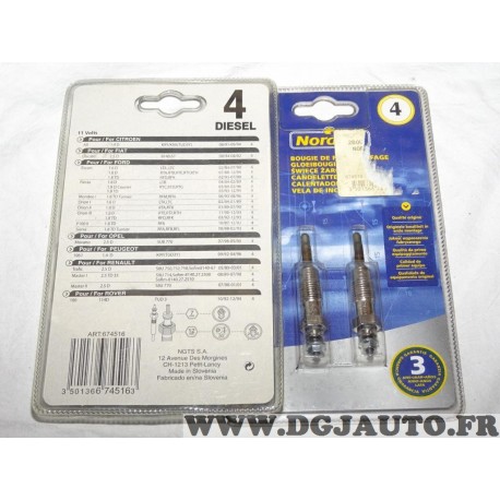 1 Blister 2 bougies prechauffe 674516 pour citroen AX peugeot 106 fiat ducato ford escort 3 4 5 6 7 III IV V VI VII fiesta 2 3 I