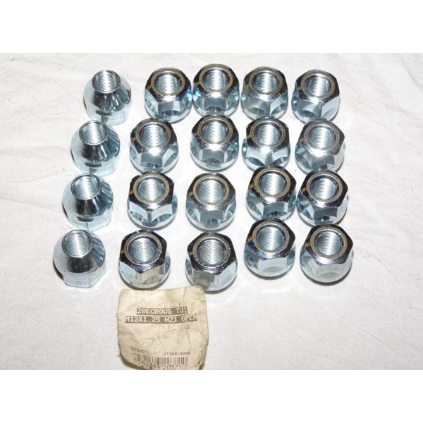 Lot 20 ecrous conique fixation roue jante M12x1.25 H21 Norauto 320371 2890912 