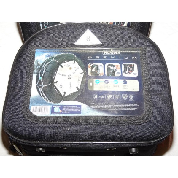 Paire chaines neige Norauto premium 8 pour pneu roue 215/60/14 205/55/15 215/50/15 225/50/15 205/50/16 215/45/16 205/40/17 205/4