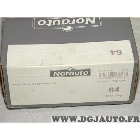 Kit pieds fixation barre de toit Norauto 64 738033 pour ford fiesta 6 VI version 5 portes partir de 2008 