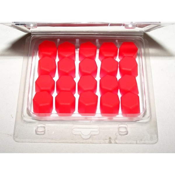 Lot 20 bouchons cache ecrou boulon rouge 17mm silicone Simoniracing CBR17 