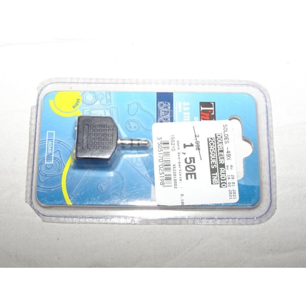 Adaptateur connecteur prise doubleur prise jack stereo 1 male 3.5 - 2 femelles 3.5 TNB ADA5 15006060 