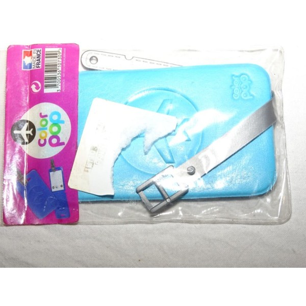 Porte étiquette étui adresse nom bleu clair bagage valise avion Color pop 3700536107309 