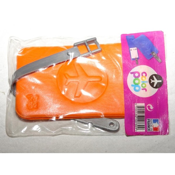 Porte étiquette étui adresse nom orange bagage valise avion Color pop 3700536107309 