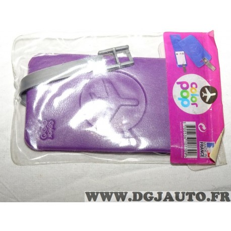 Porte étiquette étui adresse nom violet bagage valise avion Color pop 3700536107309 