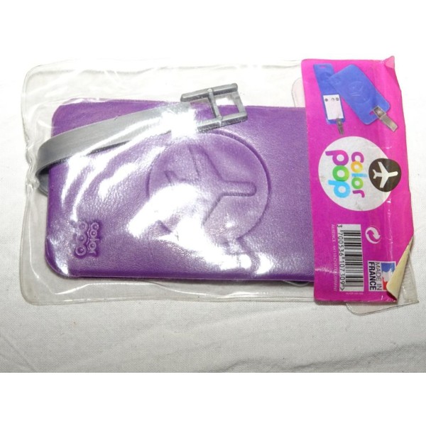 Porte étiquette étui adresse nom violet bagage valise avion Color pop 3700536107309 