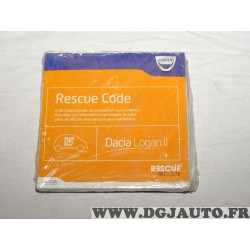 Blister 2 QR codes à coller rescue code qui permet aux pompiers d'accéder info technique Dacia 7711577670 pour dacia logan II 