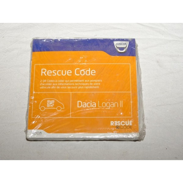 Blister 2 QR codes à coller rescue code qui permet aux pompiers d'accéder info technique Dacia 7711577670 pour dacia logan II 