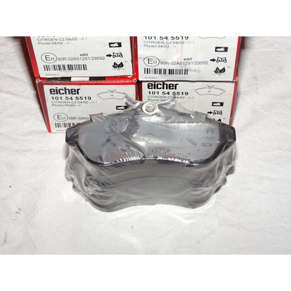 Jeux 4 plaquettes de frein avant montage girling Eicher 101545519 pour citroen C2 C3 dont pluriel 