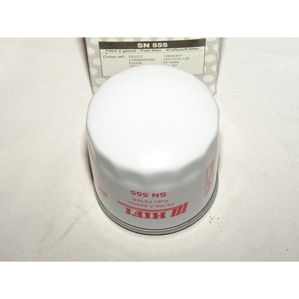 Filtre à carburant gazoil Hifi SN555 pour tracteur engin agricole chantier agria atlas bobcat case IH caterpillar clark demag de