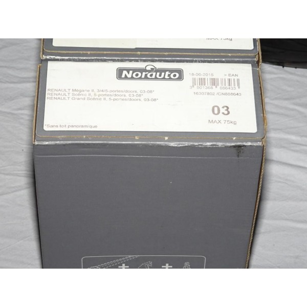 1 Kit pieds semelle fixation barre de toit Norauto 03 686433 pour renault megane 2 II scenic 2 II de 2003 à 2008 sans toit panor