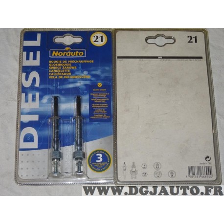 1 Blister 2 bougies de préchauffe Norauto N°21 166694 pour opel corsa A kadett E 1.5D 1.5 D diesel isuzu gemini GME bedford midi