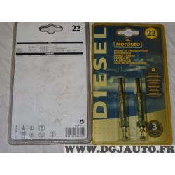 1 Blister 2 bougies de préchauffe Norauto n°22 pour opel campo corsa A vectra A ssangyong daewoo korando 1.5D 1.7TD 2.2D 1.5 1.7