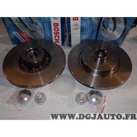 Paire disques de frein arriere plein 268mm diametre avec roulement de roue Bosch BD1628 0986479015 pour renault kangoo 2 II merc