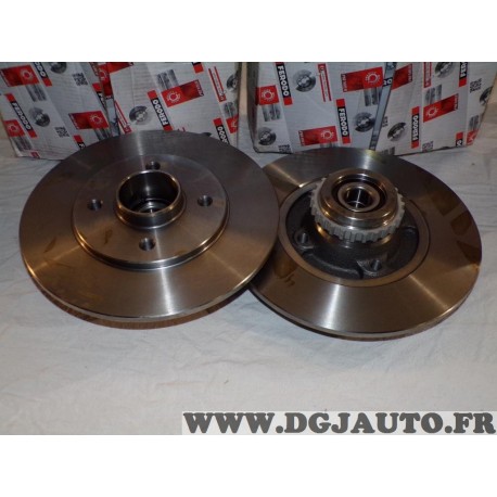 Paire disques de frein arriere plein avec roulement de roue 238mm diametre Ferodo DDF1515-1 pour renault clio 1 2 I II avec ABS 
