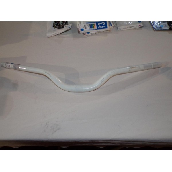 Guidon blanc (modele expo rayure) TNT 303243E pour scooter avec potence 28.6mm diametre scooter MKB booster stunt nitro naked ro