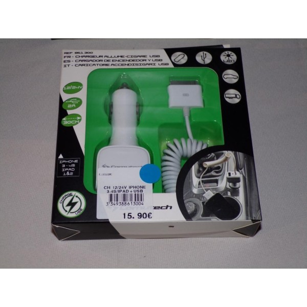 Chargeur telephone tablette sur prise allume cigare prise USB Comutech 861300 pour iphone 3 4S ipad 1 et 2 