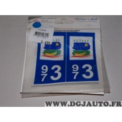 Autocollant plaque immatriculation département Guyane 973 Sticker label