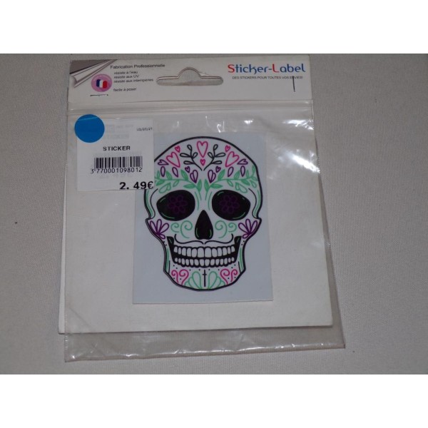 Autocollant Tete de mort 2 Sticker label 