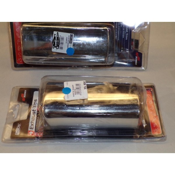 1 Embout echappement chrome 47/51mm diametre 170mm long sortie rectangulaire 68x80mm Race sport 4008732 