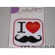 Autocollant stikers I love moustache Kisikol 
