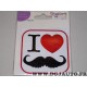 Autocollant stikers I love moustache Kisikol
