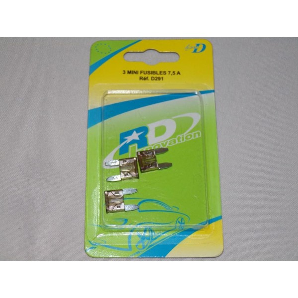 Blister 3 mini fusibles Ligne D D291 7.5A 