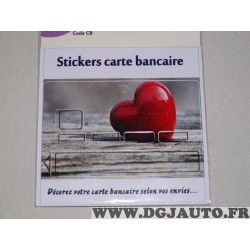 Personnalisation carte bleue bancaire stikers Coeur Kisikol