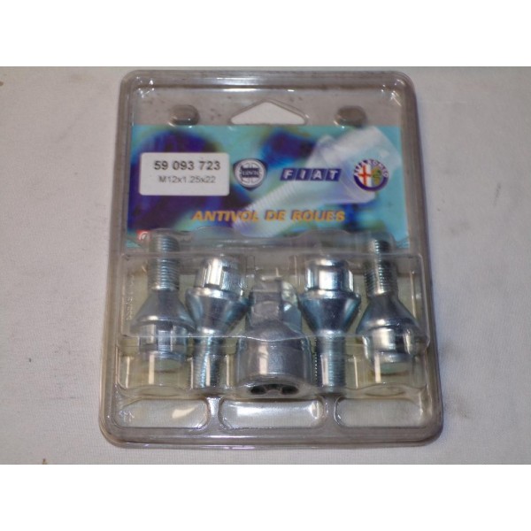 Pack boulons de roue antivol M12x1.25x22 Fiat 59093723 pour fiat panda 2 II lancia musa