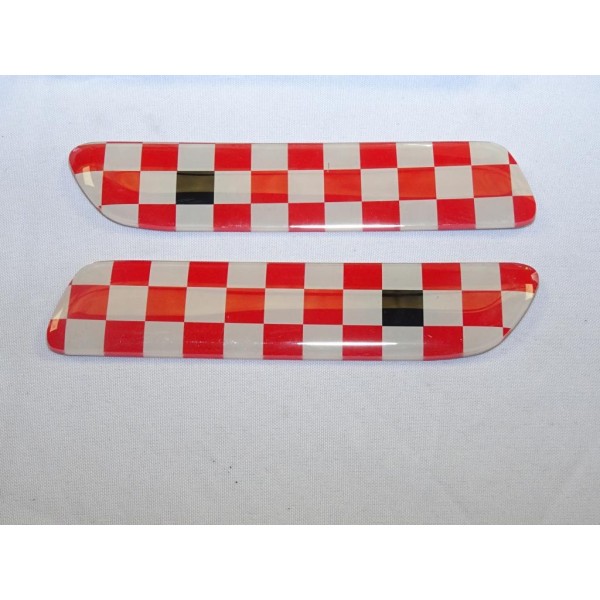 Paire baguettes moulure aile damier rouge Fiat 50901998 pour fiat 500 partir de 2007 