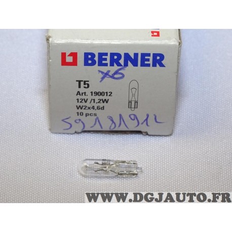 1 Ampoule lampe temoin T5 1.2W W2x4.6D Berner 190012 pour fiat lancia alfa romeo peugeot citroen 