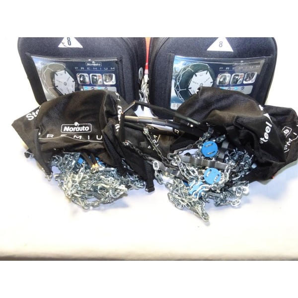 Paire chaines neige Norauto premium 8 VIII pour pneu roue 215/60/14 205/55/15 215/50/15 225/50/15 205/50/16 215/45/16 205/40/17 