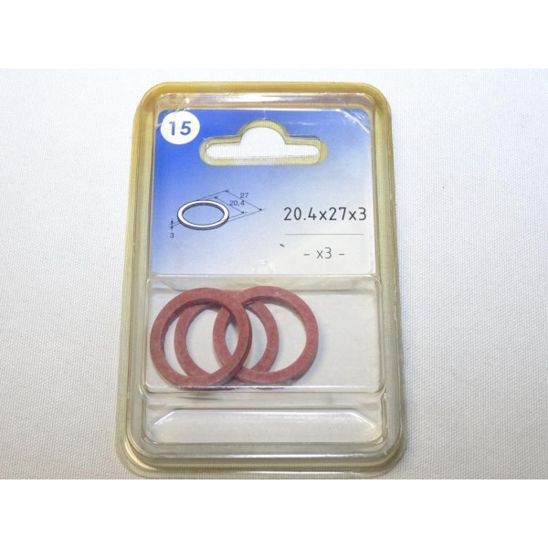 Blister 3 joints bouchon de vidange dimension 20.4x27x3 Norauto N°15  