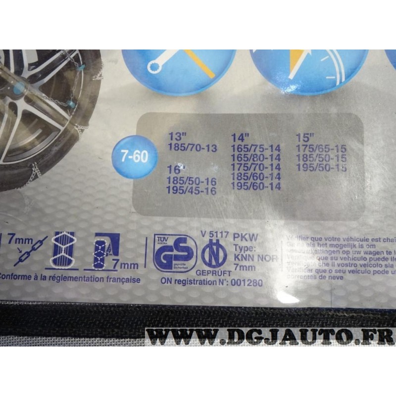 Chaine neige Maggi One 7 70 pneu 185/60R16 185/65R15 205/40R17